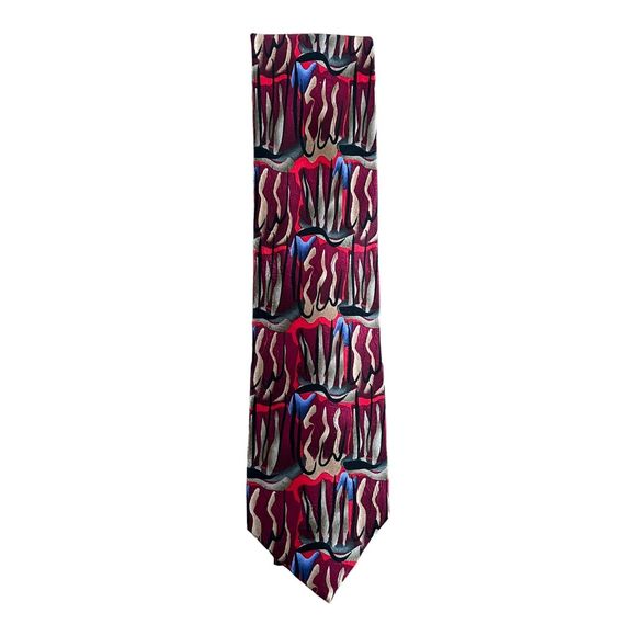 Jerry Garcia Grateful Dead SCALY MONSTER BLUE MAN COLLECTION 42 RED SILK TIE - Picture 1 of 3